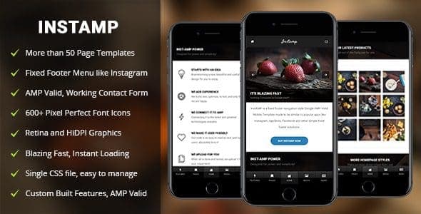 AMP Insta Mobile | Mobile Google AMP Template