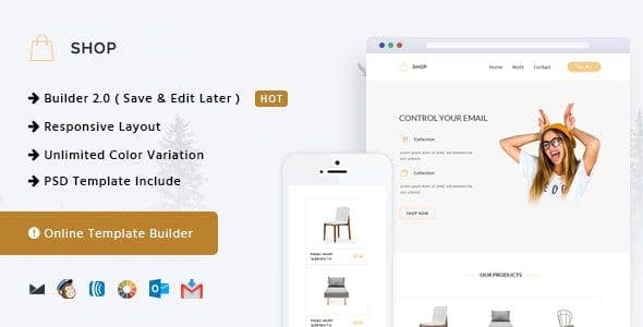 Shop - Responsive Email + Online Template Builder