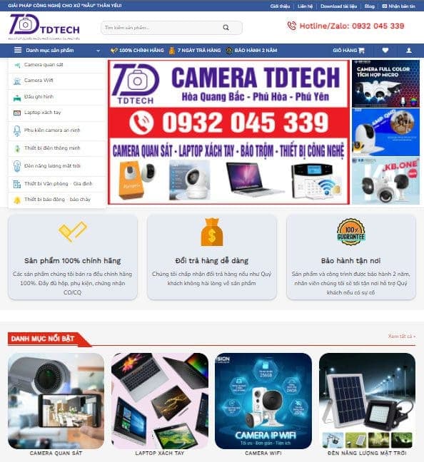 Mẫu theme Flatsome bán hàng Camera quan sát