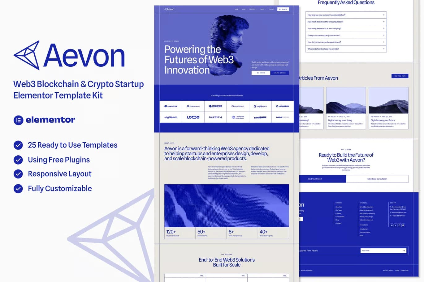 Aevon - Web3 Blockchain & Crypto Startup Elementor Template Kit