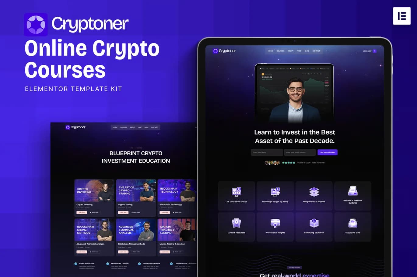 Cryptoner - Online Crypto Courses Elementor Template Kit