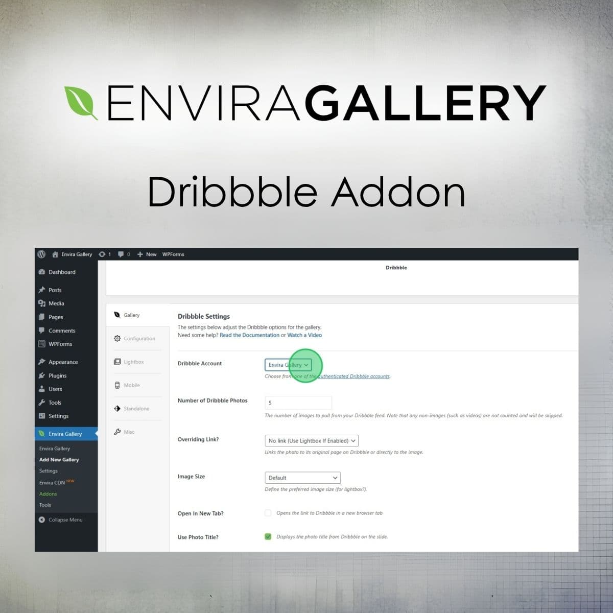 Envira Gallery - Dribbble Addon