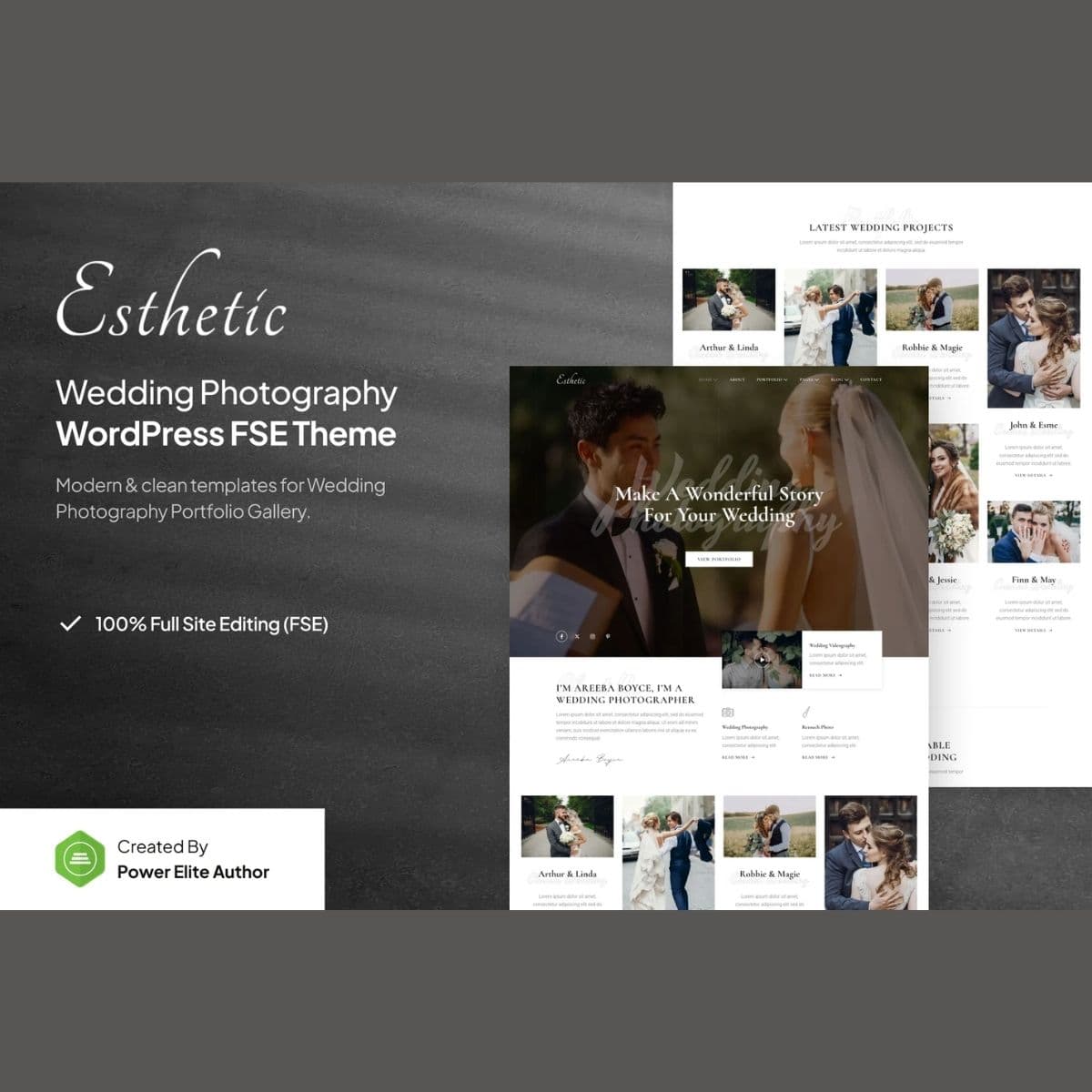 Esthetic - Wedding Photography Gutenverse FSE WordPress Block Theme