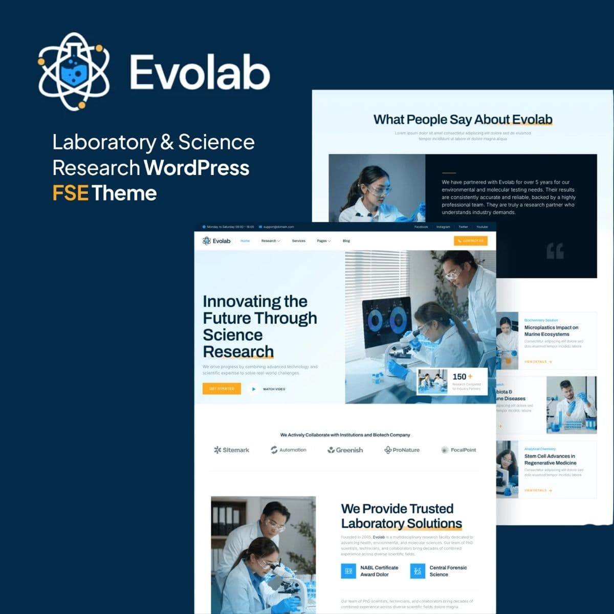 Evolab - Laboratory & Science Research Gutenverse FSE WordPress Block Theme