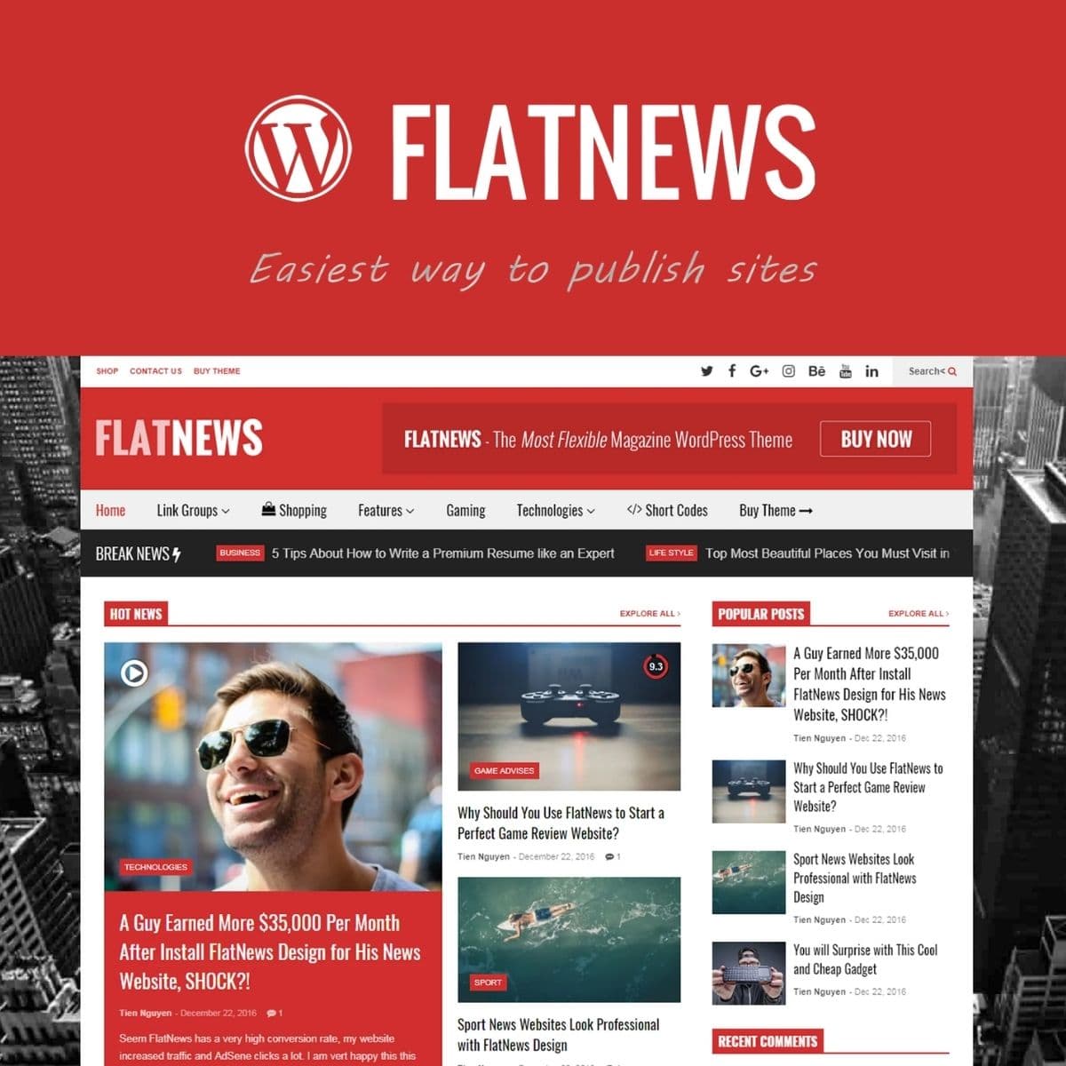FlatNews – Responsive Magazine WordPress Theme