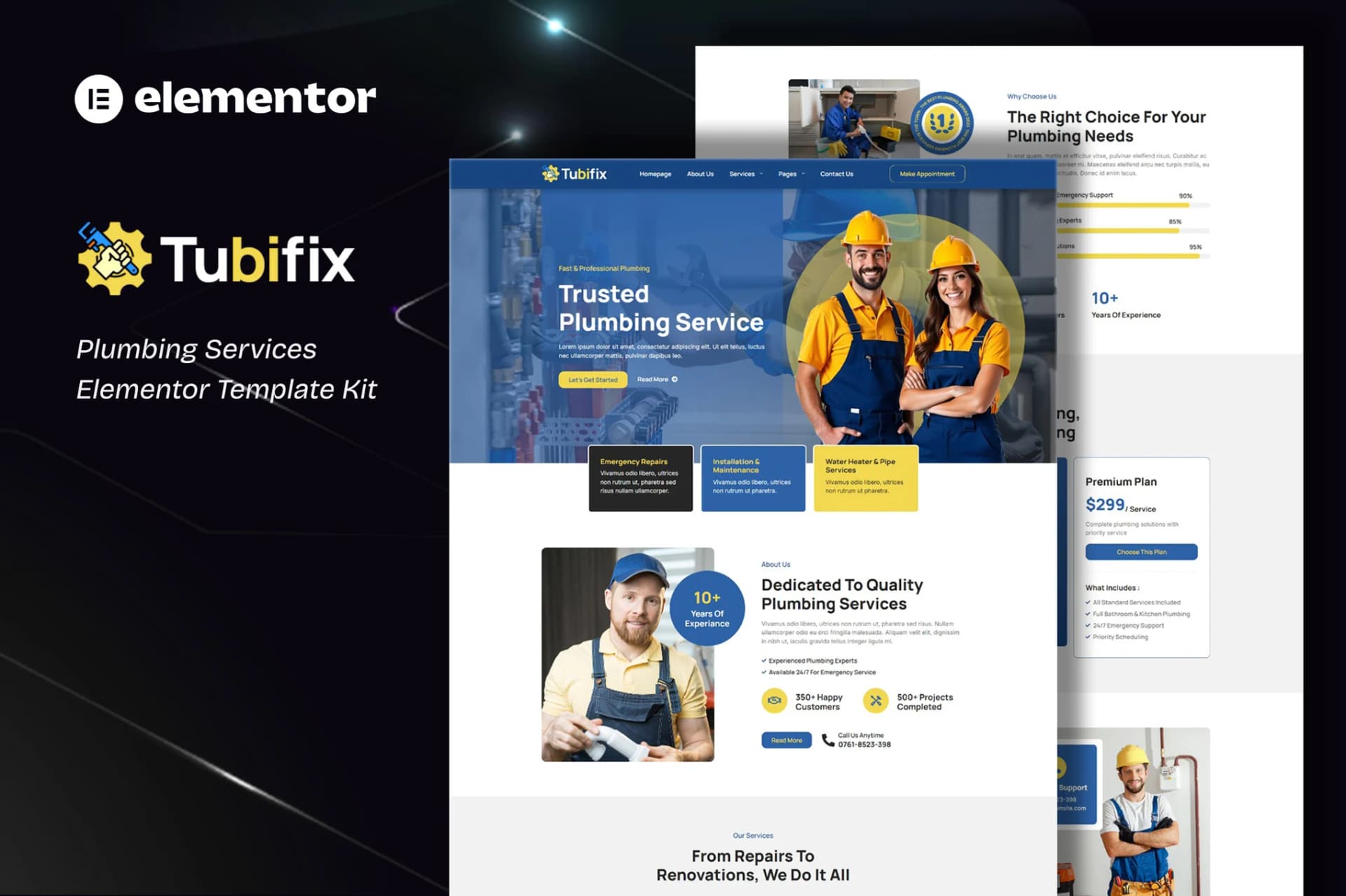 Tubifix - Plumbing Services Elementor Template Kit