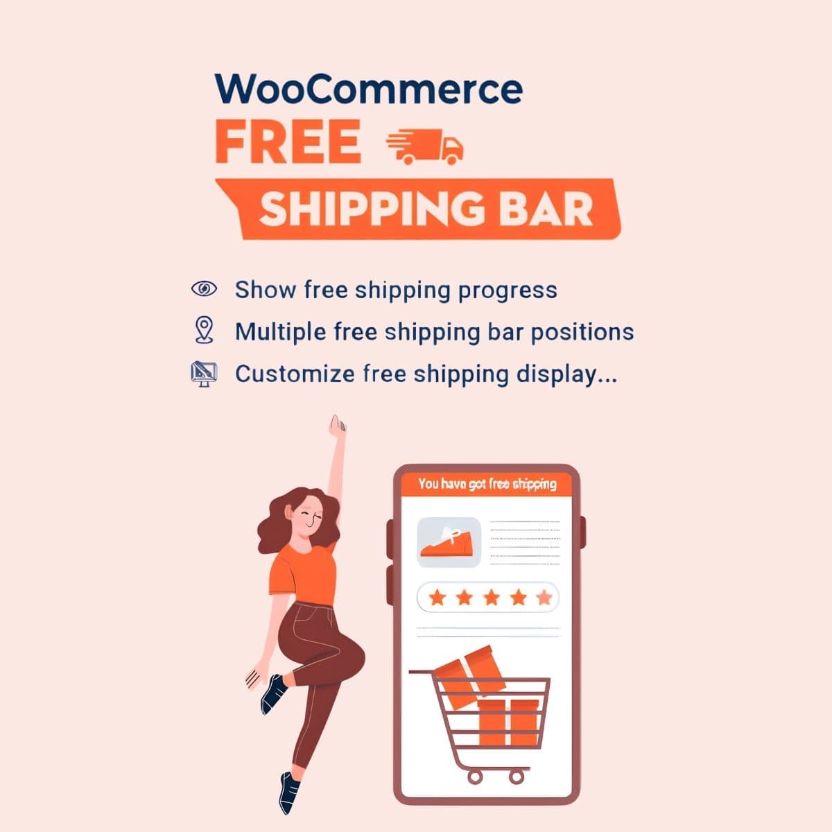 WooCommerce Free Shipping Bar - Increase Average Order Value