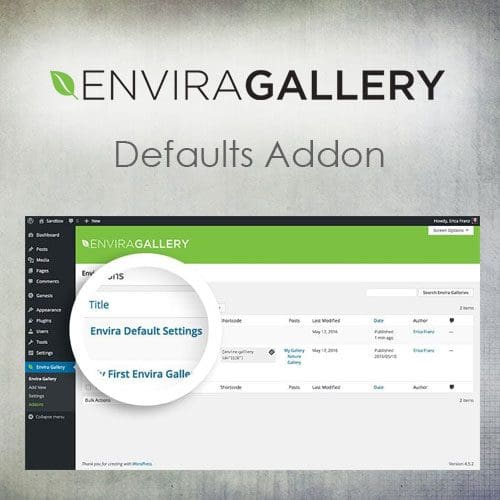 Envira Gallery - Defaults Addon