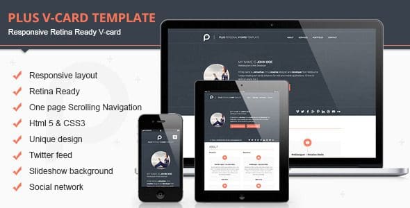 Plus Responsive Retina Ready V-card Template