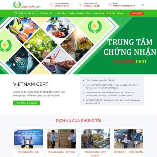 Mẫu theme Flatsome dịch vụ chứng nhận, kiểm định