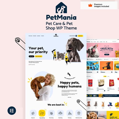 PetMania – Pet Care Shop Ecommerce WordPress Theme