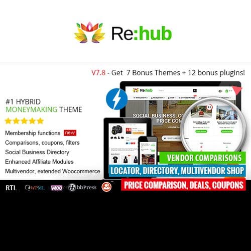 REHub Price Comparison Affiliate Marketing Multi Vendor Store Community Theme
