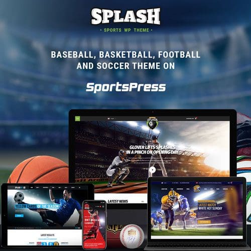 Splash Sport WordPress Sports Theme for Basketball Football Soccer and Baseball Clubs