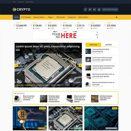 MyThemeShop Crypto Bitcoin Cryptocurrency WordPress Theme